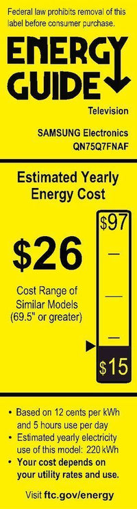 Samsung QN75Q7F Téléviseur intelligent plat QLED 4K UHD série 7 de 75 pouces